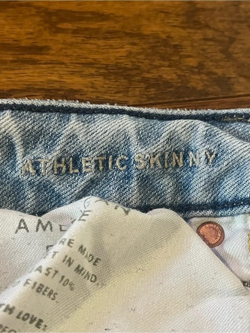 American Eagle Outfitters Light Wash Distressed Athletic Skinny Jeans